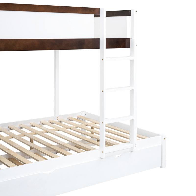 Lit superposé avec bureau, ports, rangement en blanc + rangement en noyer, lit gigogne simple et adaptateurs et douilles