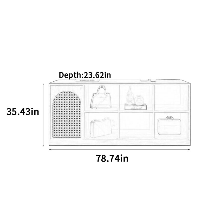 Vitrine moderne et simple, H 35,43 po x l 78,74 po x P 23,62 po