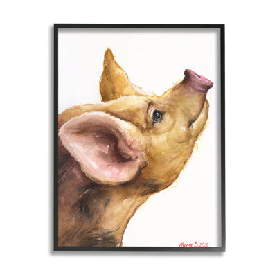 " Oxford Sandy Piglet Adorable Farm Animal Gaze " by George Dyachenko Painting Print