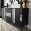 Modern Console Table, Black & Fume, 70.9 x 31.5 x 15.7 inches | 100% Melamine Coated Particle Board, Thickness: 0.7 inches | Stylish Geometric Design for Living Room & Entryway, Durable & Elegant