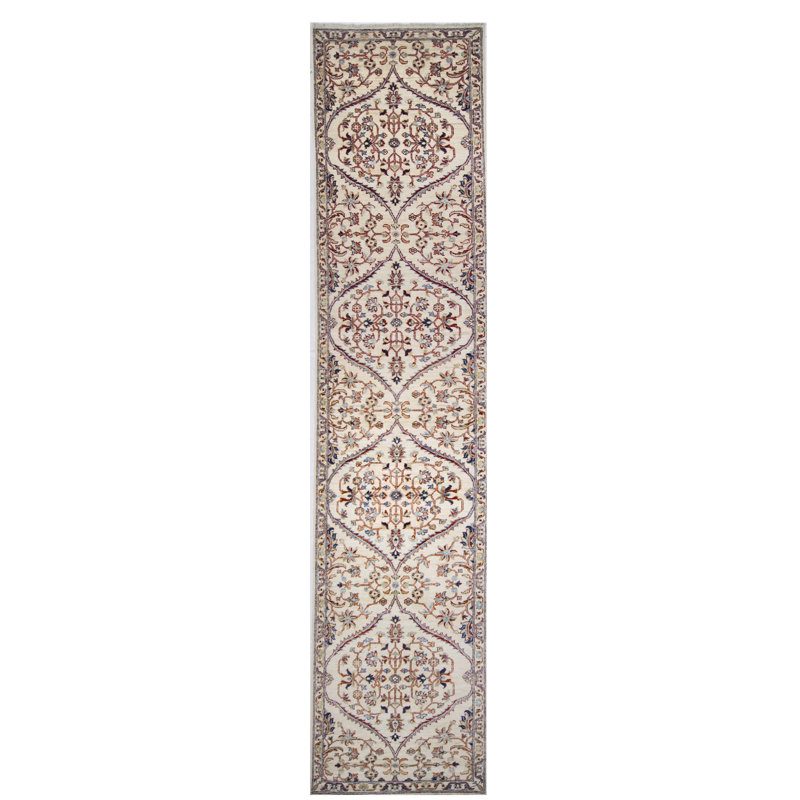 Hand Knotted Wool Area Rug in Beige
