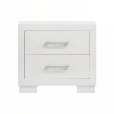 2 Drawers MDF Nightstand in Cream White Finish