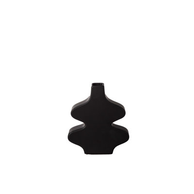 Ceramic Round Gourd Bellied Vase Matte Finish Black