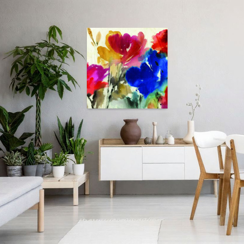 Aquarelle, art floral délicat et paisible, 36" H x 36" W