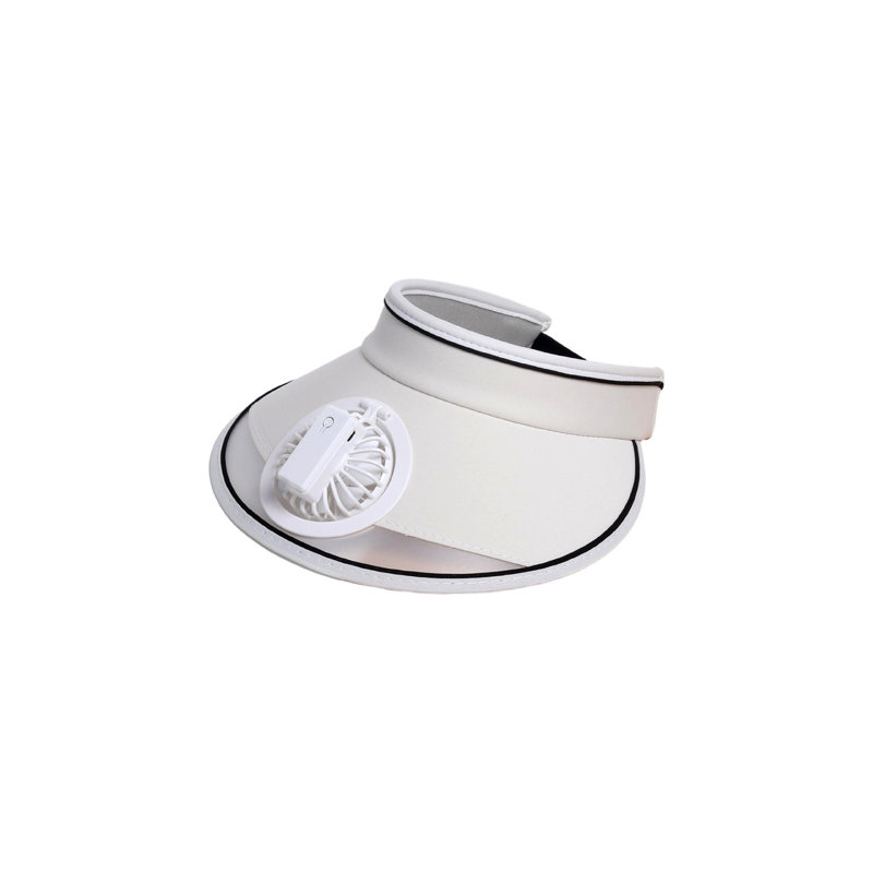 Casque kbndieu avec ventilateur pour femme - chapeau visière de ventilateur, White