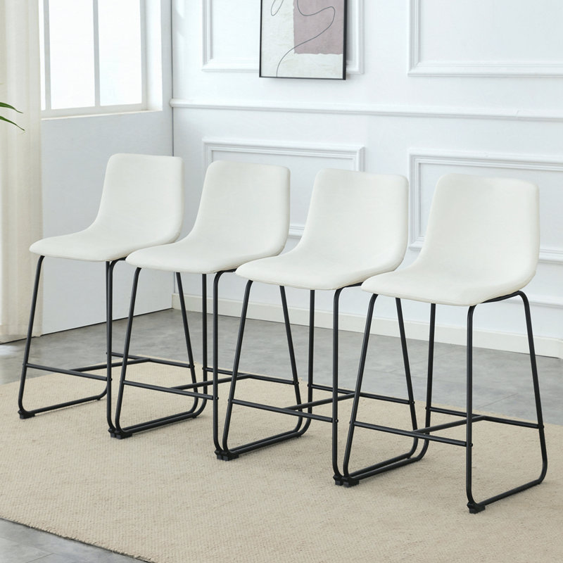 Ensemble de 2 tabourets de bar, Tabouret de comptoir (siège d'une hauteur de 25,8, Similicuir blanc