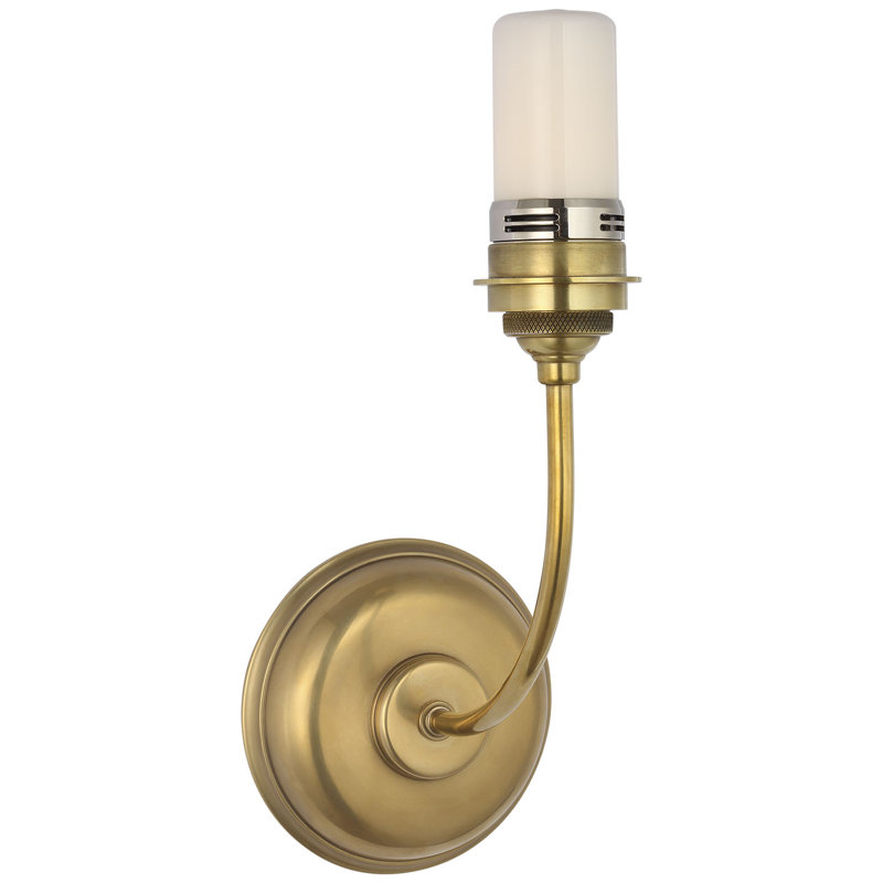 Thomas O'Brien Vendome 16" Cordless Single Sconce with Linen Shade, Hand-Rubbed Antique Brass