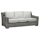 Rustic 81.25" Wide Outdoor Wicker Patio Sofa with Cushions