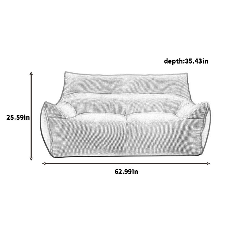 Retro minimalist lazy bean bag sofa, Beige Polyester, 25.59" H x 62.99" W x 35.43" D