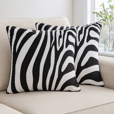 Black / White Animal Print Polyester Throw Pillow Cover Set of 2