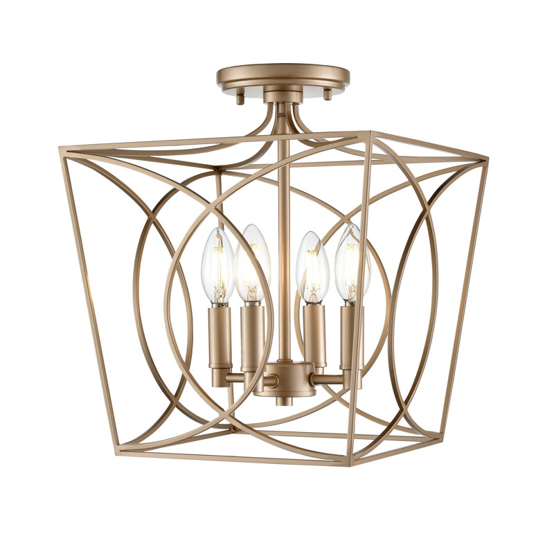 Gracie Oaks Dumais 4 Light Semi-Flush Ceiling Mount, Painted Modern Gold
