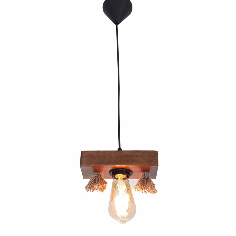 Luminaire suspendu à 1 lumière Yassin, Noyer foncé
