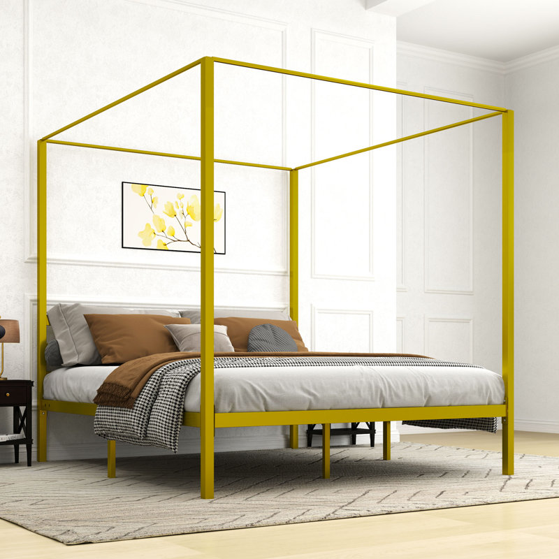 Metal Canopy Bed, Gold, King