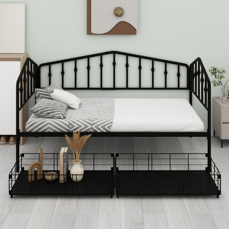 Le lit de jour avec tiroirs de rangement allie un savoir-faire exceptionnel à un style polyvalent., Noir