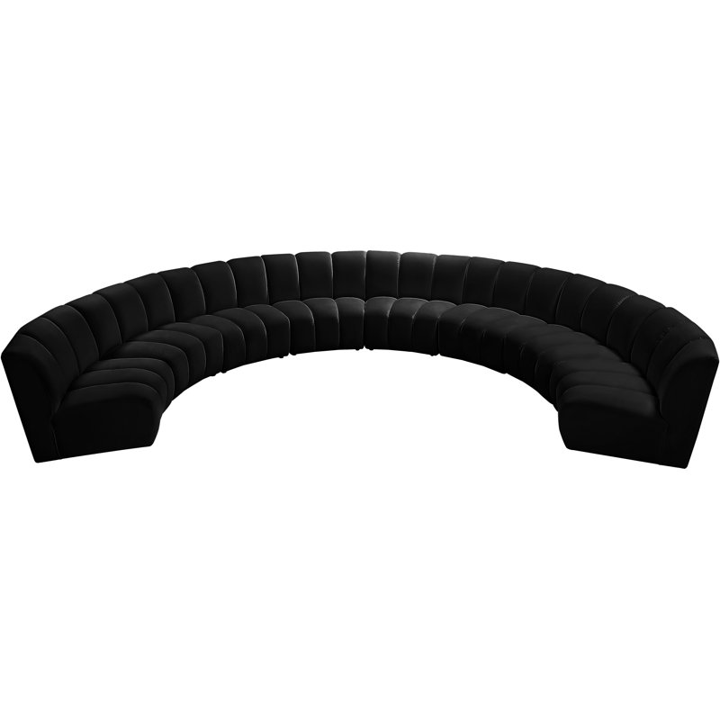Canapé modulaire en velours Infinity, Velours noir, 8 pièces