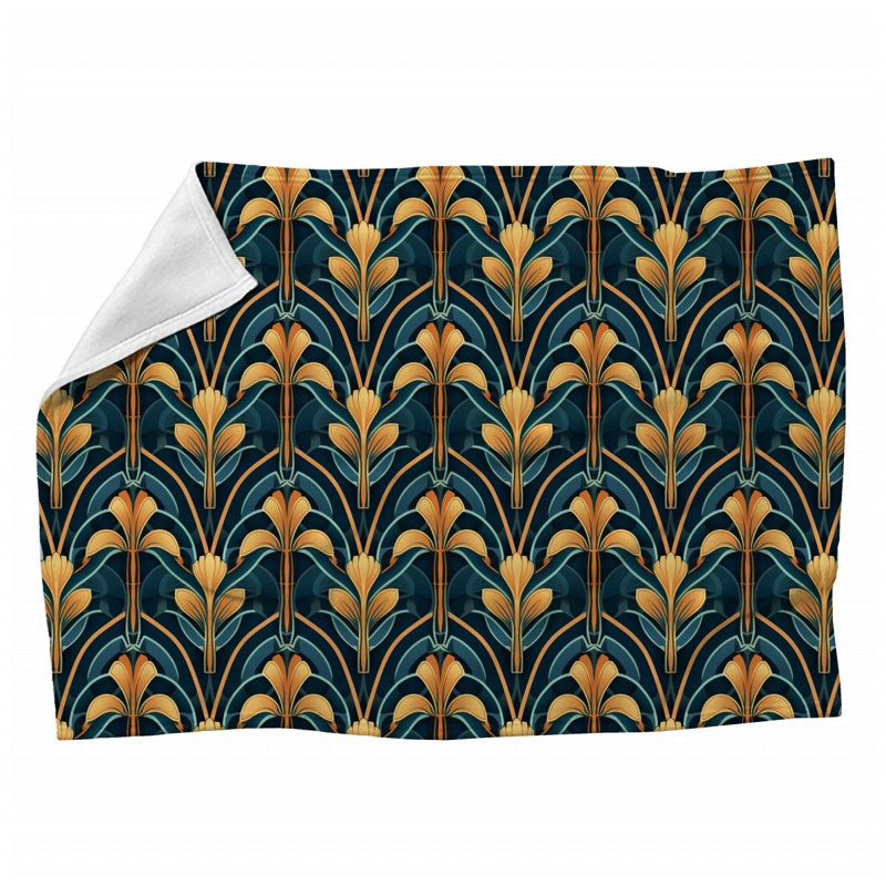 Machine Printed Throw Blanket, 60" L x 50" W, Geometric, Multicolor White/Cream