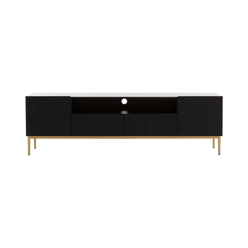 Nicole 75" Matte Black European Modern Media Console with Cabinet