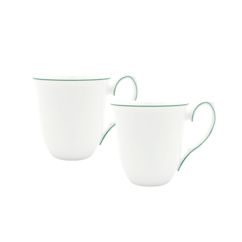 Grande tasse à café Amelie, Blanc / vert forêt