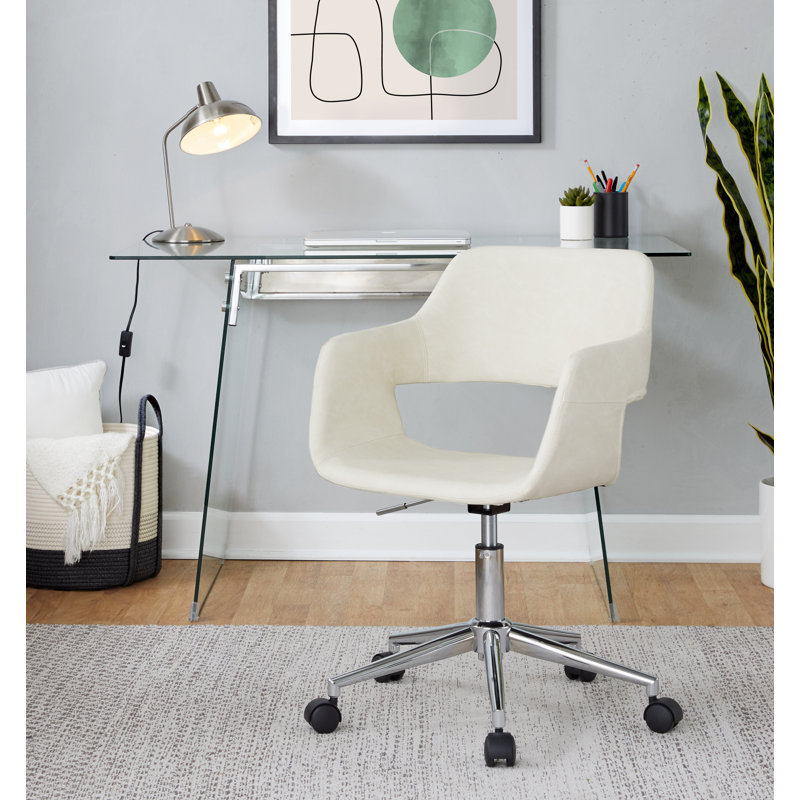 Chaise de bureau Shai, Chrome, Cream