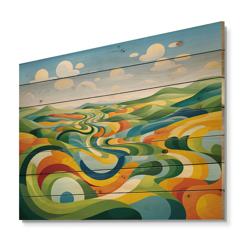 «Modern Bold Farm Horizon I» - impression sur bois pré, H 24 po x l 32 po