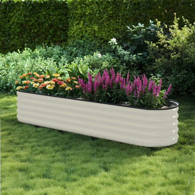 Metal Raised Garden Bed,240x61x43cm, White
