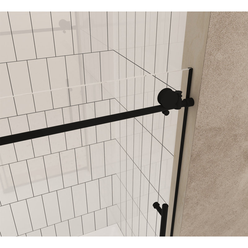 Frameless Shower Door 56-60 "W X 60" H, 1/4 "(6 Mm) Clear Tempered Glass, Explosion Proof Film, Stainless Steel Handle
