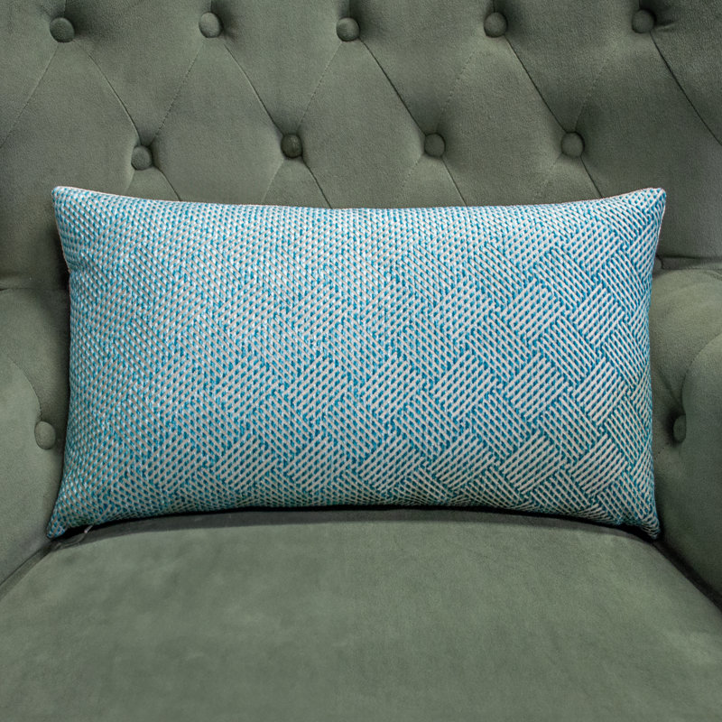 Tailles de coussins décoratifs Thomas Collection® bleu sarcelle et cyan Zig Zag, 12 po x 20 po