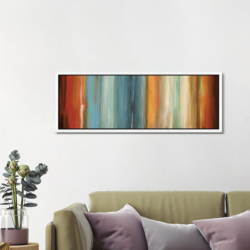 Flow II by Max Hansen - Panoramic Print on Canvas, White Floater Framed, 40.64 cm H x 121.92 cm W x 4.445 cm D