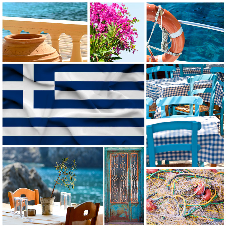 Greece collage 1 Piece Wrapped Canvas Wall Art, 122cm H x 122cm W