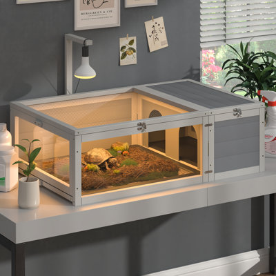 PawHut Reptile Terrarium Vivarium Reptile Habitat W/ Sliding Doors For Lizards 80 X 40 X 40 Cm