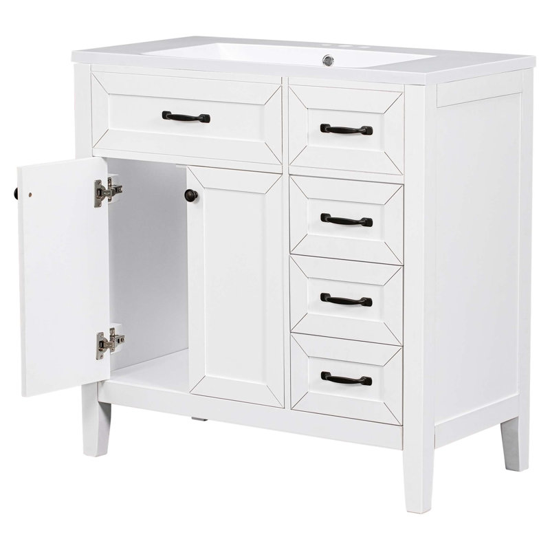 Meuble-lavabo sur pied simple 35,98 po avec comptoir en céramique Brooksey