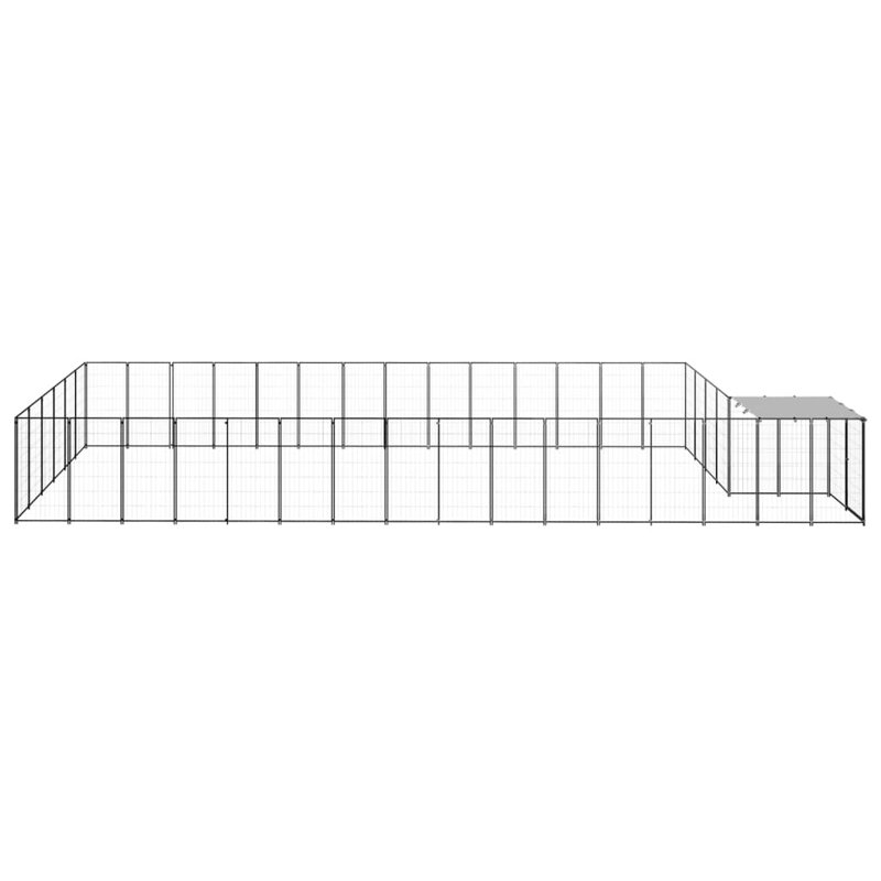 Poe 43.31cm H Metal Yard Kennel With Door, Black
