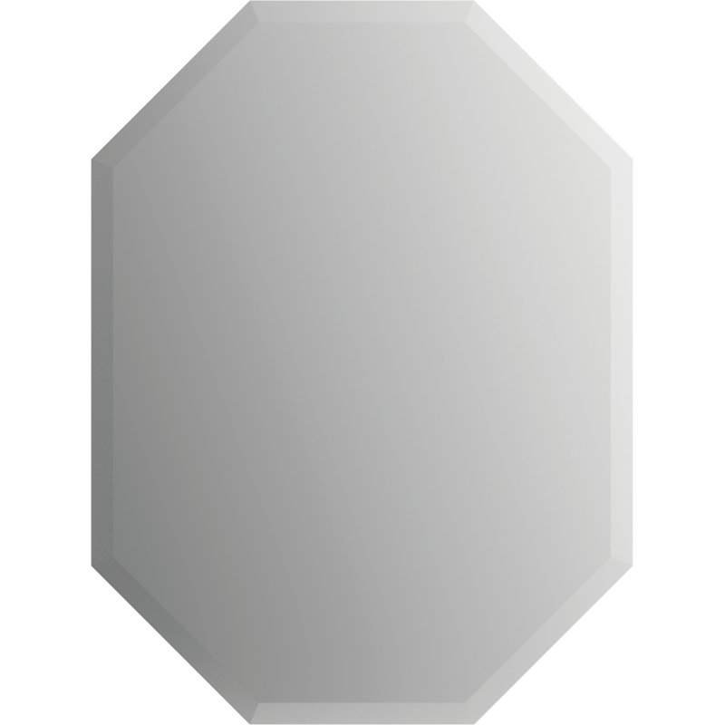 Octagonal Deluxe Modern Beveled Frameless Bathroom/Vanity Mirror, 40.04" x 26.85"