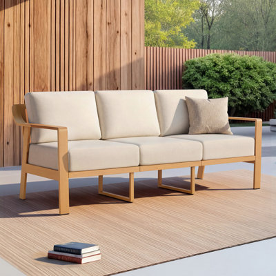 Canapé d'extérieur en aluminium de 76,4 po de largeur avec coussins