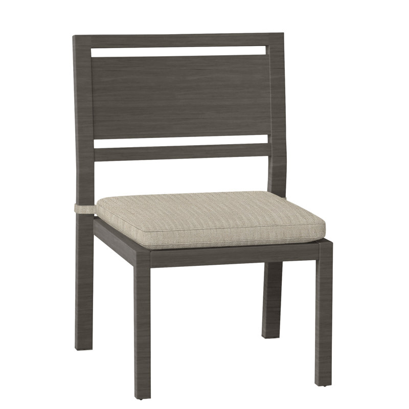 Avondale Patio Dining Side Chair with Cushions, Slate Grey, Welt, Herringbone Sand