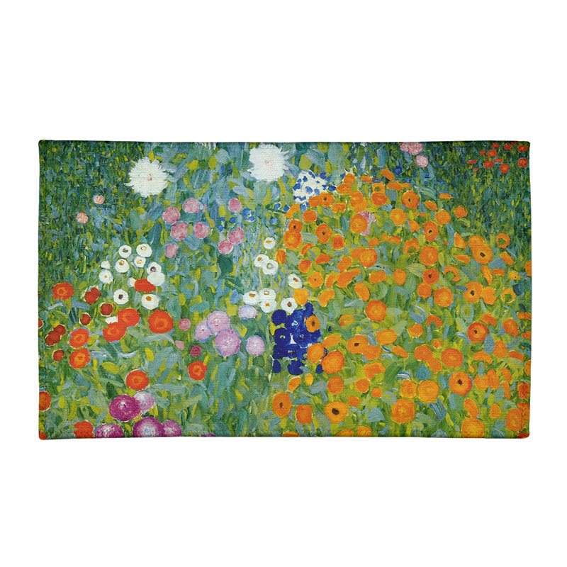 Tapis orange/vert/rose zone blumengarten, Rectangle 2 pi x 3 pi