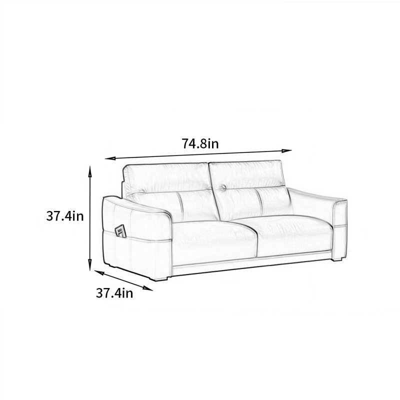 American modern and simple sofa, 37.4" H x 74.8" W x 37.4" D