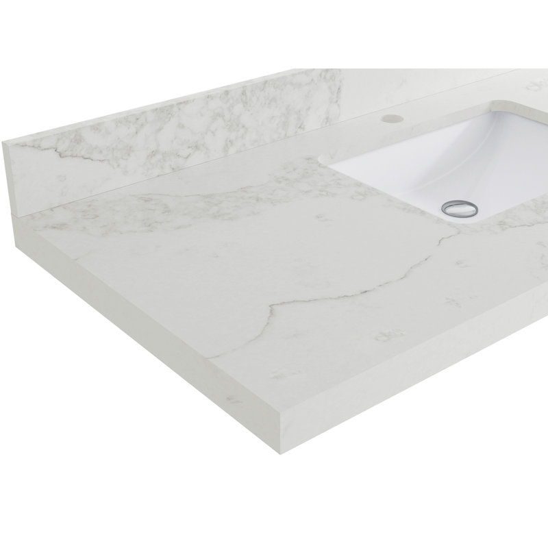 Elizabeth White Oak 84 In. W X 22 In. D Double Sink Bathroom Vanity With 2 In. Quartz, Calacatta Nuvo