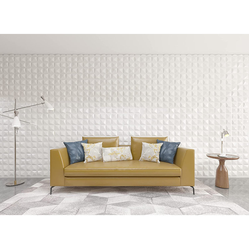 Panneaux muraux 3D 19,7 po x 19,7 po, panneaux muraux en PVC pour décoration intérieure, bureau (paquet de 12)