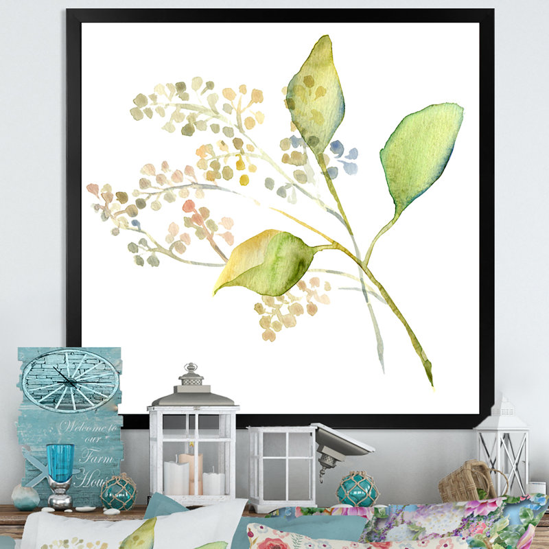Botanical Summer Leaf - reproduction d'art sur toile, Impression noire sur toile encadrée, H 30 po x l 30 po x P 1 po