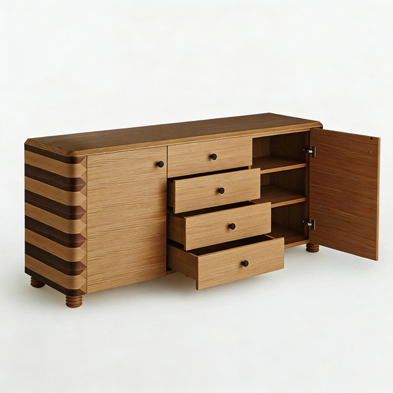 Mid-Century Modern Solid Wood Entryway Cabinet