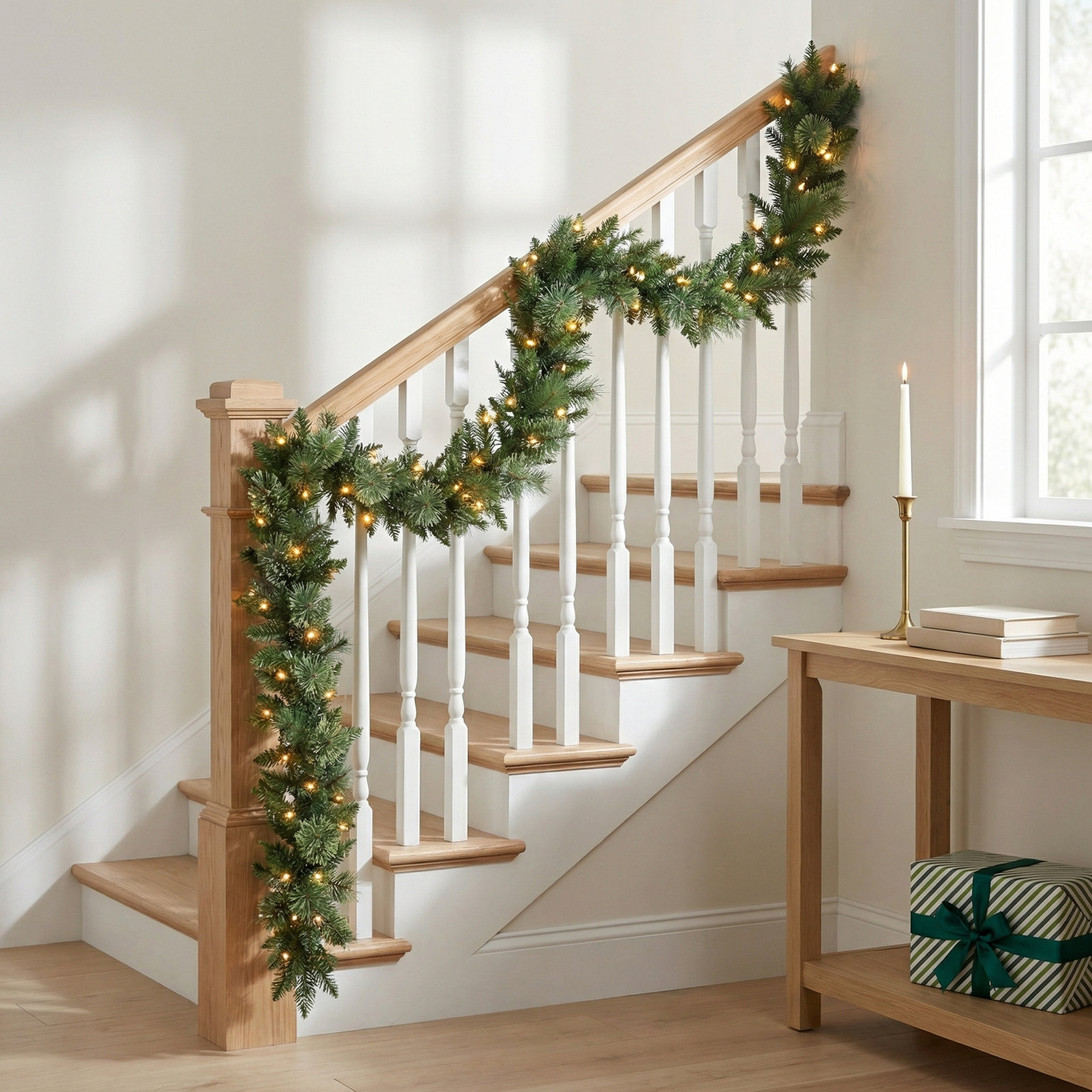 118'' in. Lighted Faux Pine Garland