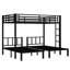 Space - Saving Metal Triple Bunk Bed Twin Over & Queen Black Detachable With Guardrails And Structure For Robustness Slats