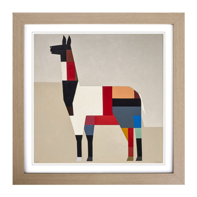 Llama Suprematism No.6 - Single Picture Frame Print on Wood