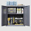 Armoire de garage murale en métal gris, H 14,07 po, rangement dans les sous-sols, cuisines et entrepôts, tablettes amovibles, assemblage facile, mouvement de charnière de porte en douceur, fonctionnement précis