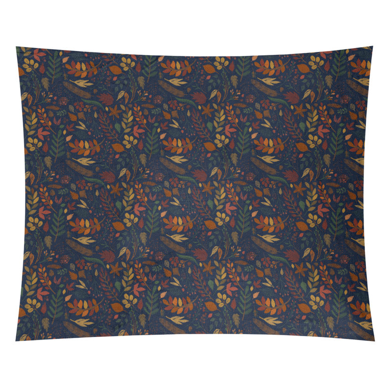 Tapisserie de noël d’automne en polyester fêtes, H 27,5 po x l 37,5 po, Vert / Noir