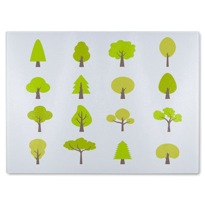 Tree Illustrations Designer Glass Chopping Board
