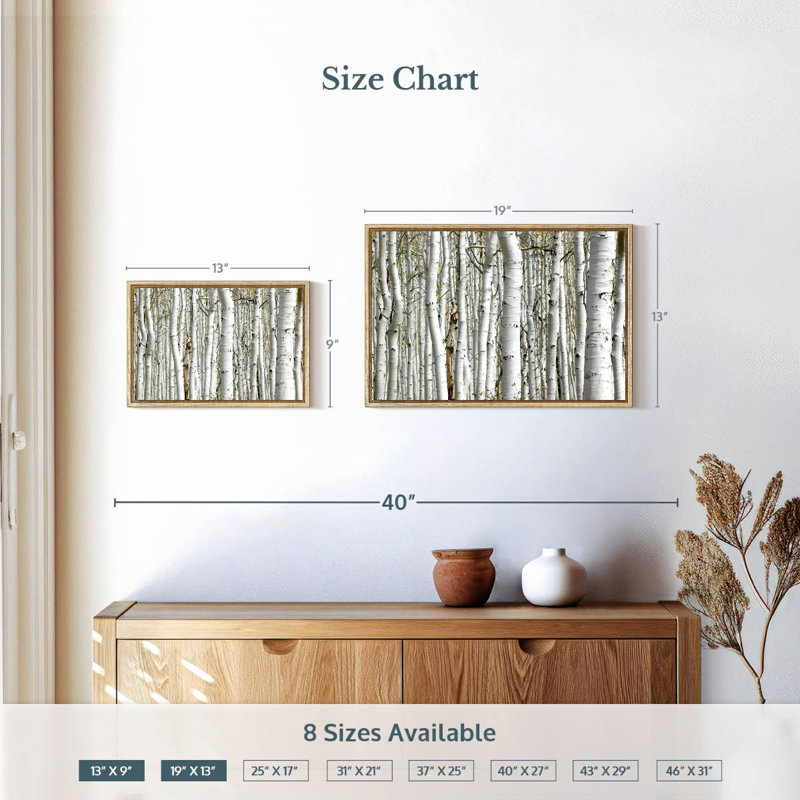 Birch Wood, Floating Frame Natural Wood, 13" X 9"