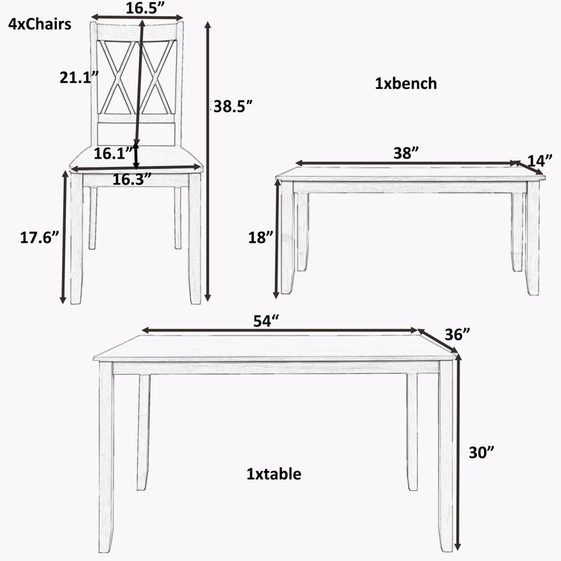 Ensemble de table de cuisine en bois 6 pièces Amaury