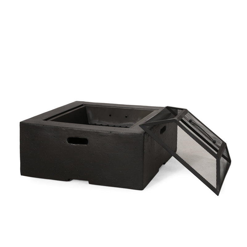Foyer carré en oxyde de magnésium 29 po - gris foncé, foyer au bois, ambiance extérieure, appareil de chauffage de 28,7 po x 17,1 po, 53,78 lb, profondeur et largeur, hauteur, poids
